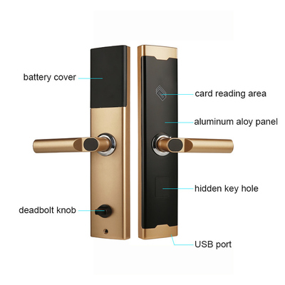 Fechaduras de porta de cartão inteligente de hotel de cor dourada de aço inoxidável para escritório de apartamentos de hotel