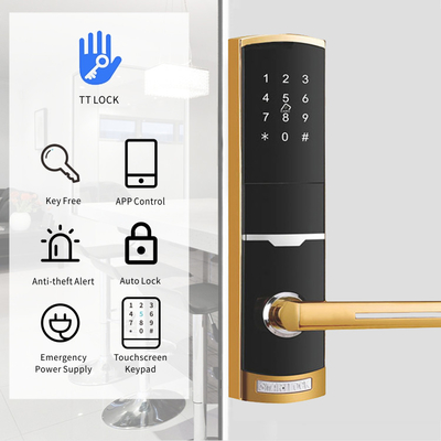 Cor dourada controle remoto Smart Keypad Fechadura de porta com TTlock app Card Key