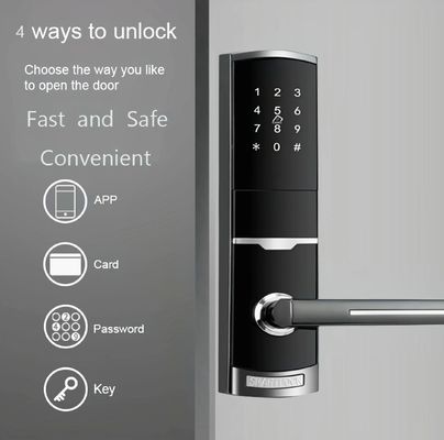 4 em 1 entrada sem chave senha apartamento fechadura de porta inteligente com 4pcs bateria AA