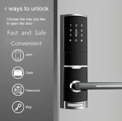 4 em 1 entrada sem chave senha apartamento fechadura de porta inteligente com 4pcs bateria AA