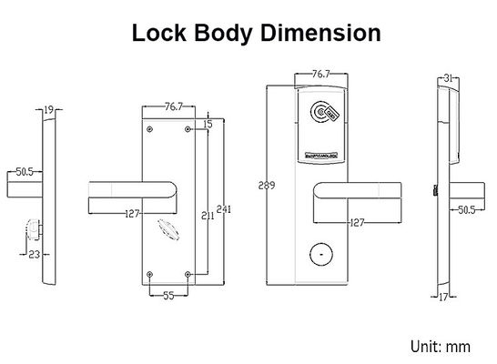 Fechadura de porta digital sem chave com interruptor de economia de energia