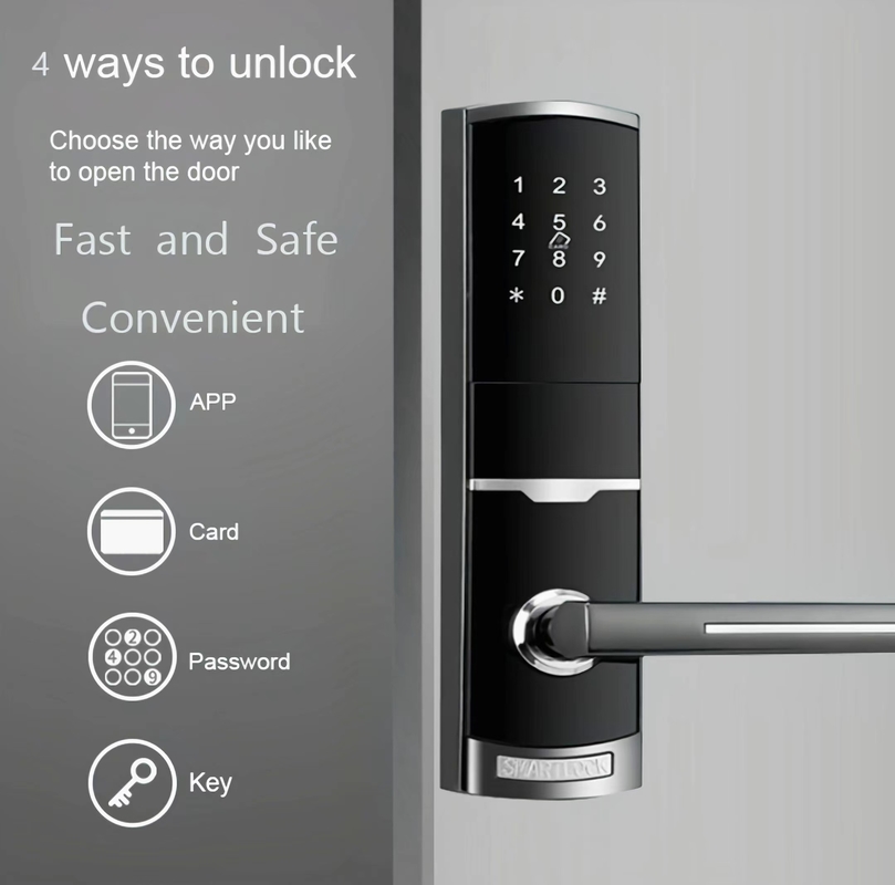 4 em 1 entrada sem chave senha apartamento fechadura de porta inteligente com 4pcs bateria AA