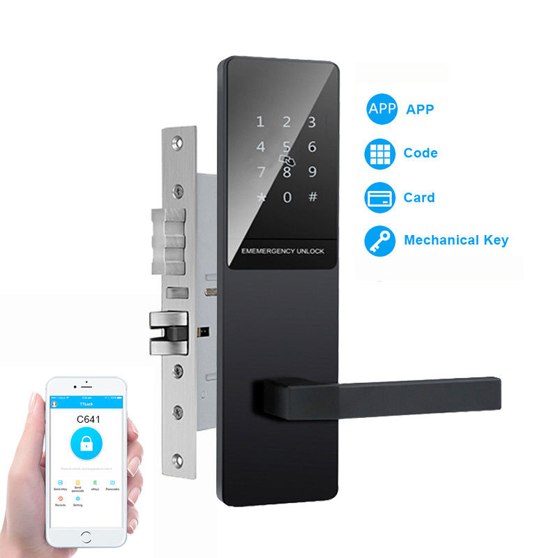 Teclado de toque de cor preta apartamento fechadura de porta inteligente para porta da frente