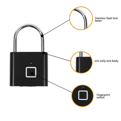 Cadeado esperto biométrico Keyless Mini Fingerprint Lock liga de zinco da impressão digital